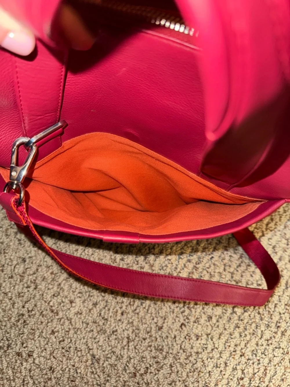 Burgundy/Red Leather Top-Handle Tote with Crossbody Strap
